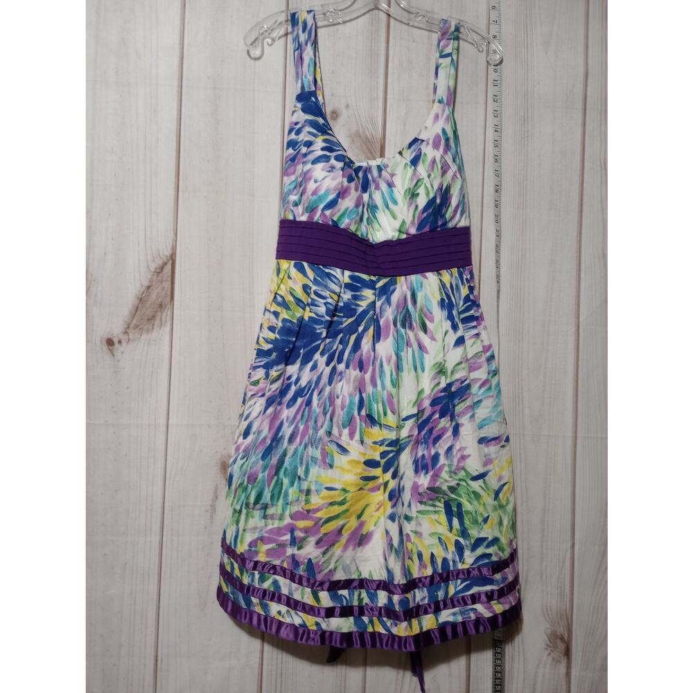 City Triangles Girls Size 16 Floral Empire Waist‎ Dress Purple Blue Multi
